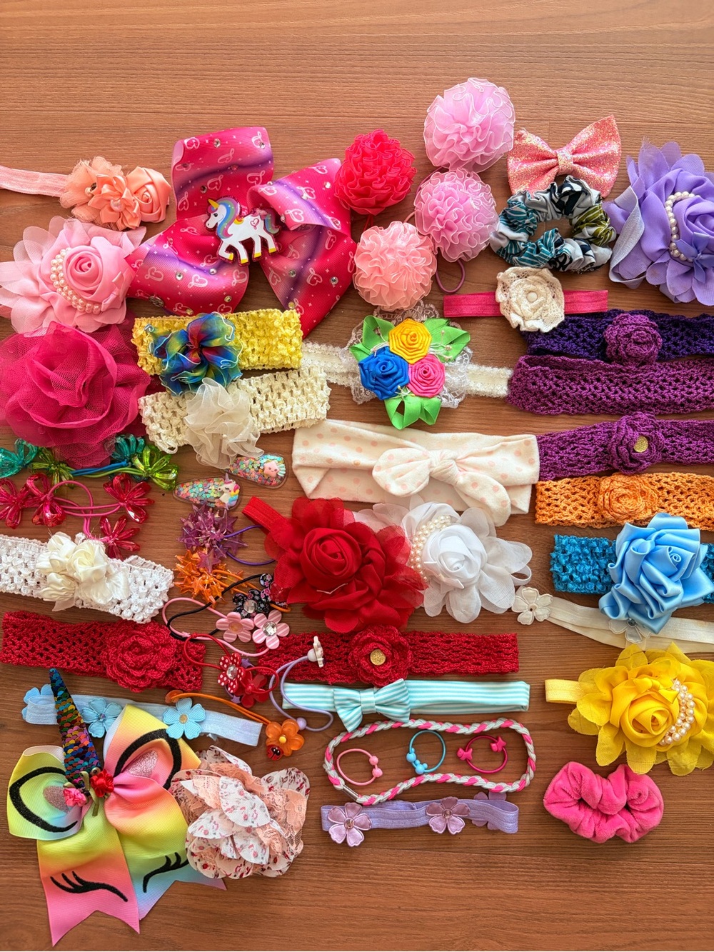 Assorted Girls' Flower & Bow Headband Set - Pink,‎ Red, Purple, Blue, Yellow